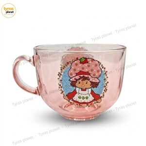 Strawberry Shortcake Pink Glass 16oz Coffee Mug Tea Cup